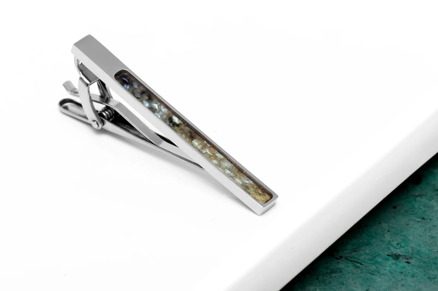 Fish Leather Tie Clip â Black-Spotted Leather