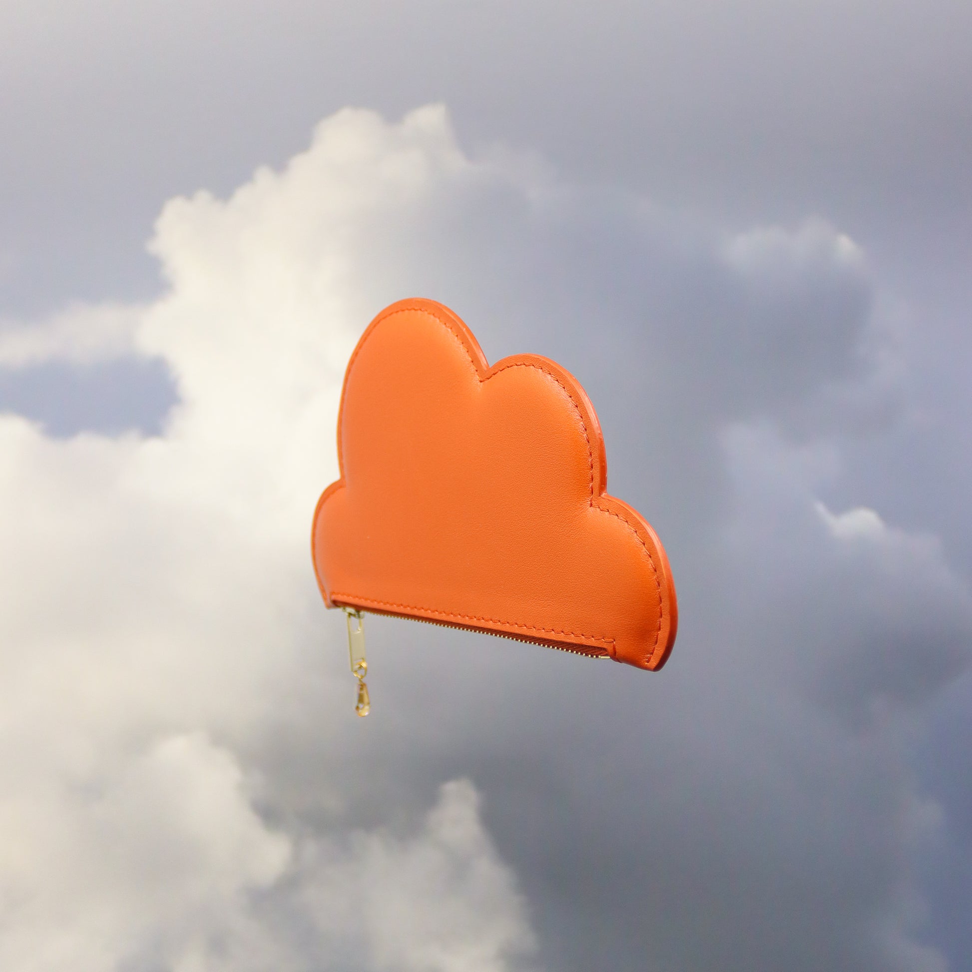 Leather Cloud Purse - Orange