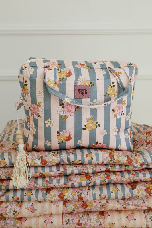 Large Make-Up Bag - Blue Stripes