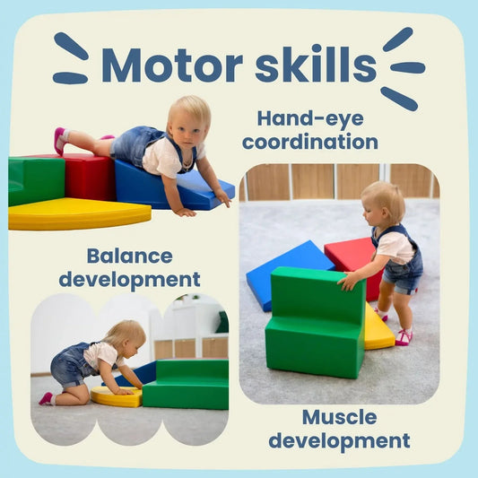 Soft Play Step and Slide Set - White and Beige